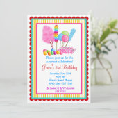 Snoep Circus Invitatie- met rood accent Kaart (Staand voorkant)