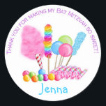 Snoep Circus Stickers- Bat Mitzvah Ronde Sticker<br><div class="desc">Deze zijn zo leuk voor een Snoep,  Sweet Shoppe of een Snoep land Party! Deze stickers zijn geweldig om te gebruiken op de verjaardagsgunsten van uw kind... . zegelenveloppen of iets anders dat je kunt bedenken! Ze zijn zo lief en leuk!!! Alle afbeeldingen zijn handgetekend door mij!</div>