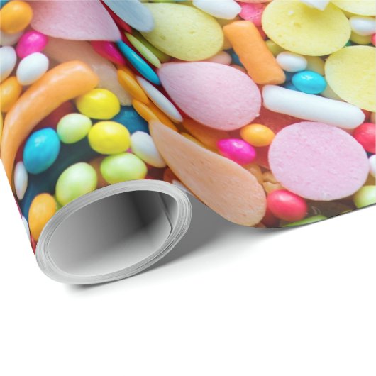 Snoep Confetti Sprinkles Pastel Rainbow Party Cadeaupapier (Rol Hoek)