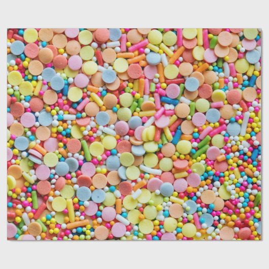Snoep Confetti Sprinkles Pastel Rainbow Party Cadeaupapier (Vlak)