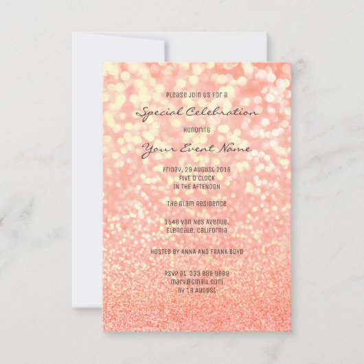 Snoep Coral Gold Glitter Champaign Foxier Sparkly Kaart (Voorkant)