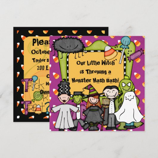 Snoep Corny Halloween Party Invitation Kaart (Voorkant / Achterkant)