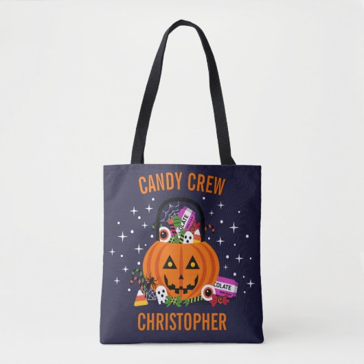 Snoep Crew Pompoen Emmer Gepersonaliseerde Hallowe Tote Bag (Voorkant)