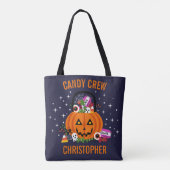 Snoep Crew Pompoen Emmer Gepersonaliseerde Hallowe Tote Bag (Achterkant)