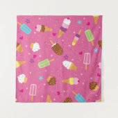 Snoep, cupcakes, ijs en ijslolly's verspreid wandkleed (Voorkant (horizontaal))