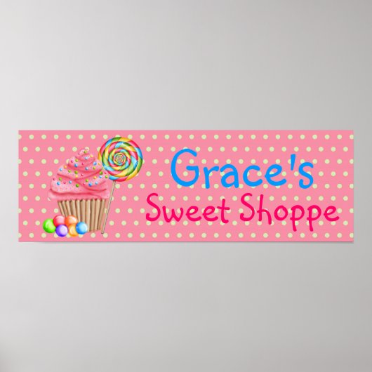 Snoep Cupcakes Sweet Shoppe Banner Poster (Voorkant)