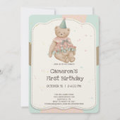 Snoep Cute Beer First Birthday Uitnodiging (Voorkant)