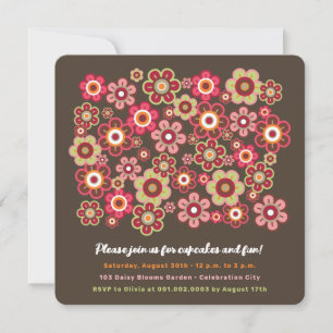 Snoep Daisies Bloom Kids Verjaardagsfotouitnodigin Kaart