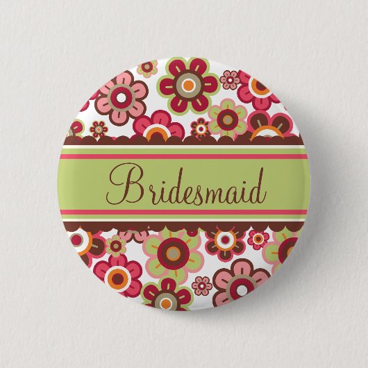 Snoep Daisies Flowers Bridesmaid Wedding Button (Voorkant)