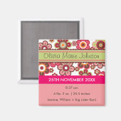 Snoep Daisies Pattern Birth Announcement Magnet (Voorkant / Achterkant)