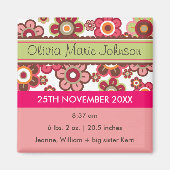 Snoep Daisies Pattern Birth Announcement Magnet (Voorkant)