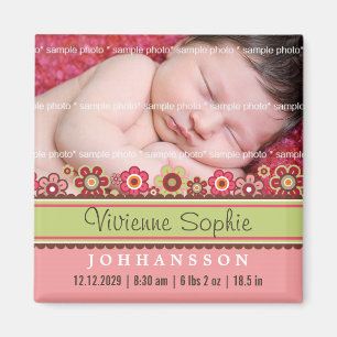 Snoep Daisies Photo Birth Announding Magnet