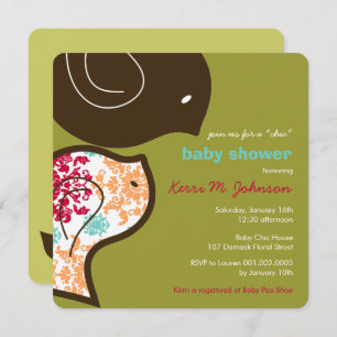 Snoep Damask Chicks Cute Baby shower Party Invite Kaart