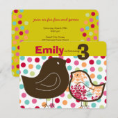 Snoep Damask Chicks Girl Birthday Party Invitation Kaart (Voorkant / Achterkant)