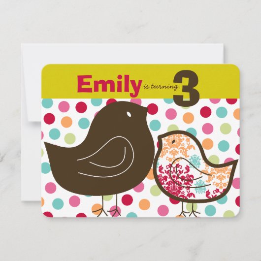 Snoep Damask Chicks Girl Birthday Party Invitation Kaart (Voorkant)