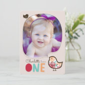 Snoep Damask Chicks Meisje 1e Verjaardagsfeestje U Kaart (Staand voorkant)