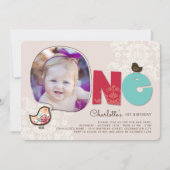 Snoep Damask Chicks Meisje 1e Verjaardagsfeestje U Kaart (Voorkant)