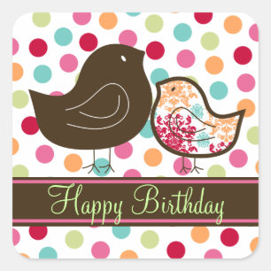 Snoep Damask Chicks Meisje Verjaardagsfeestje Stic Vierkante Sticker