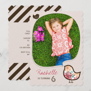 Snoep Damask Vogel Foto Meisje Verjaardagsfeestje  Kaart