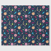 Snoep Dandy Navy Blue Pattern Cadeaupapier (Vlak)