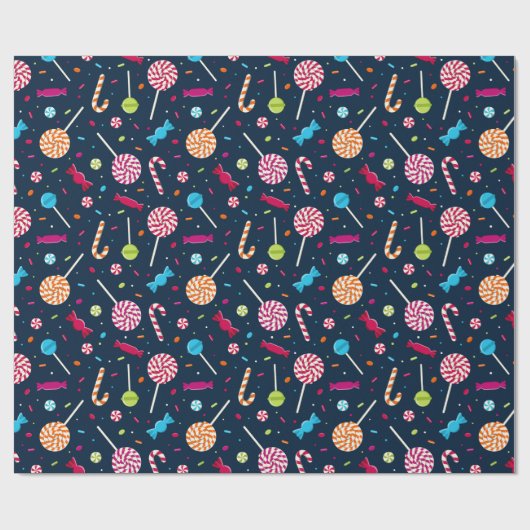 Snoep Dandy Navy Blue Pattern Cadeaupapier (Vlak)