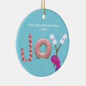 Snoep Donut Marshmallow Blue met een fijne kerst Keramisch Ornament (Rechts)