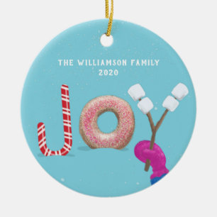 Snoep Donut Marshmallow Blue met een fijne kerst Keramisch Ornament