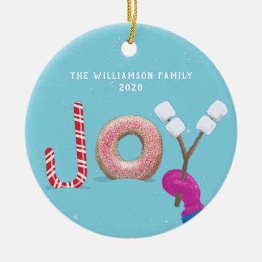 Snoep Donut Marshmallow Blue met een fijne kerst Keramisch Ornament (Voorkant)