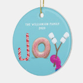 Snoep Donut Marshmallow Blue met een fijne kerst Keramisch Ornament (Links)
