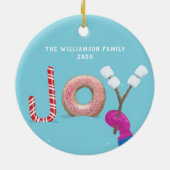 Snoep Donut Marshmallow Blue met een fijne kerst Keramisch Ornament (Achterkant)