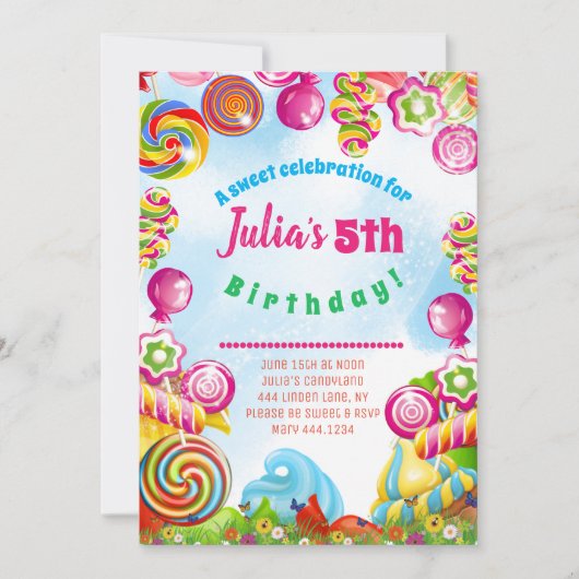 Snoep Dreams Verjaardagsfeest Kaart (Voorkant)