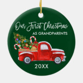 Snoep eerste kerstmis als grootouders groen keramisch ornament (Achterkant)