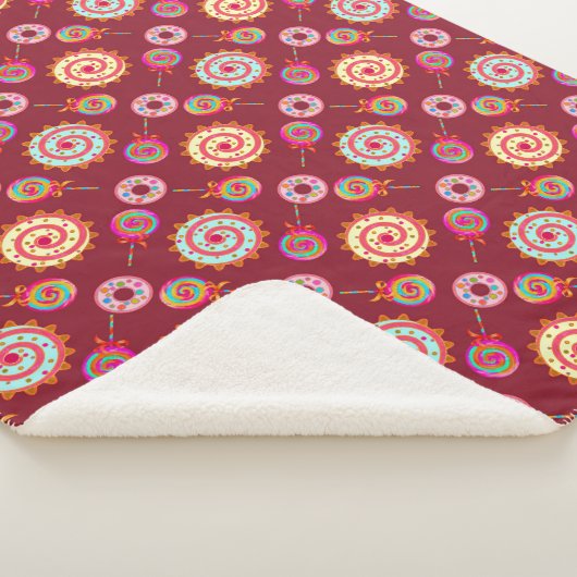 Snoep en cakes rood sherpa deken (3/4)