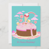 Snoep- en chocoladetaart-verjaardagsuitnodiging kaart (Voorkant)