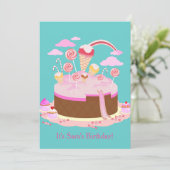Snoep- en chocoladetaart-verjaardagsuitnodiging kaart (Staand voorkant)