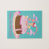 Snoep- en chocoladetaart voor verjaardagsfeest legpuzzel (Horizontaal)