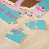 Snoep- en chocoladetaart voor verjaardagsfeest legpuzzel (Zijkant)