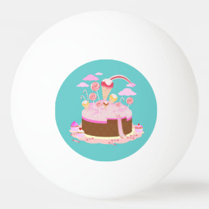Snoep- en chocoladetaart voor verjaardagsfeest pingpongbal