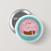 Snoep- en chocoladetaart voor verjaardagsfeest ronde button 5,7 cm (Voorkant /achterkant)