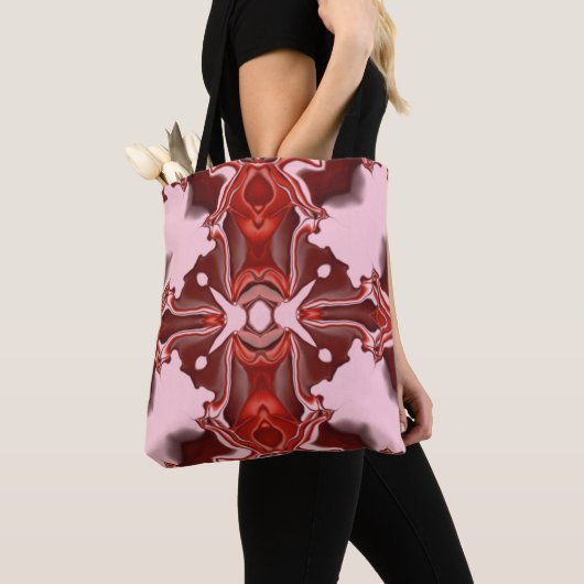 Snoep en Currant Red Kaleidoscope Patroon #4 Tote Bag (Dichtbij)