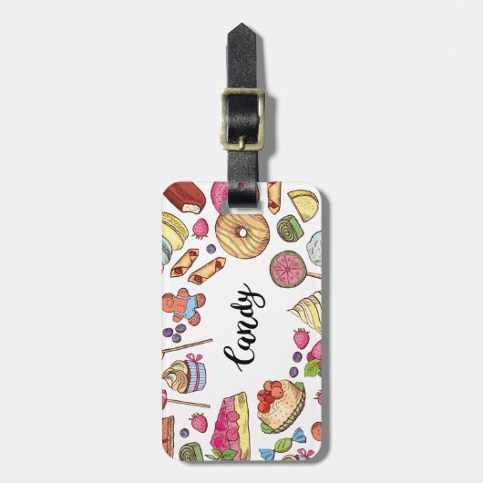 Snoep en Dessert Doodles Sweet Treats Pattern Bagagelabel (Voorkant verticaal)