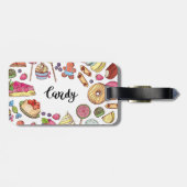 Snoep en Dessert Doodles Sweet Treats Pattern Bagagelabel (Achterkant horizontaal)