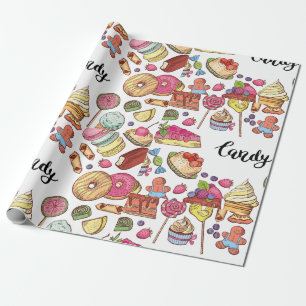 Snoep en Dessert Doodles Sweet Treats Pattern Cadeaupapier