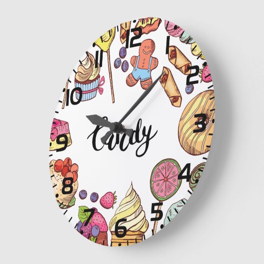 Snoep en Dessert Doodles Sweet Treats Pattern Grote Klok (Hoek)