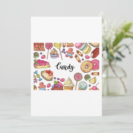 Snoep en Dessert Doodles Sweet Treats Pattern Kaart (Staand voorkant)
