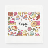 Snoep en Dessert Doodles Sweet Treats Pattern Servet (Voorkant)