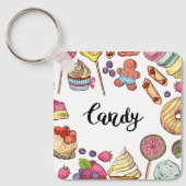 Snoep en Dessert Doodles Sweet Treats Pattern Sleutelhanger (Voorkant)