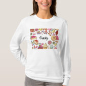 Snoep en Dessert Doodles Sweet Treats Pattern T-shirt (Voorkant)