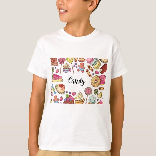 Snoep en Dessert Doodles Sweet Treats Pattern T-shirt (Voorkant)