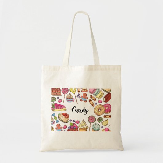 Snoep en Dessert Doodles Sweet Treats Pattern Tote Bag (Voorkant)